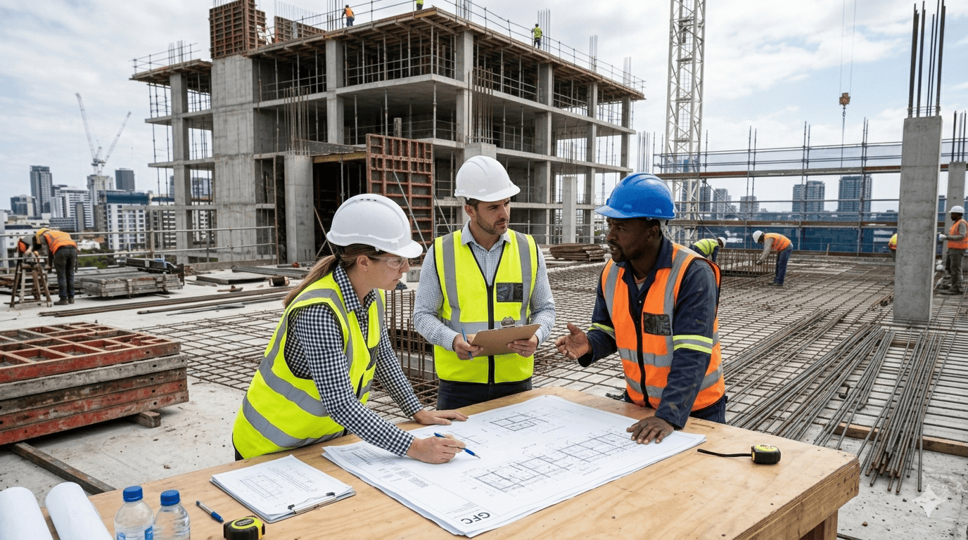 Site coordination meeting for fast-track construction package