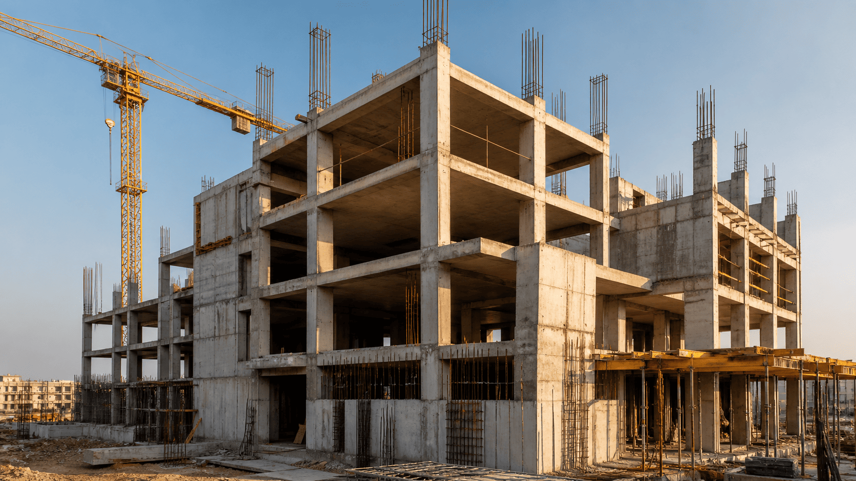 RCC framed building structure under construction